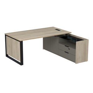 Стол рабочий с люч, на опорной двусоставной тумбе, с ящиками, с код замком