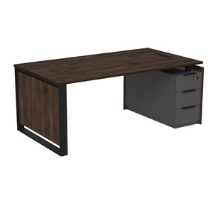 Стол рабочий с люч, на опорной угловой тумбе, с ящиками, с код замком