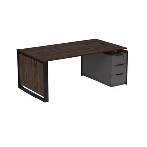 Стол рабочий с люч, на опорной угловой тумбе, с ящиками, с замком