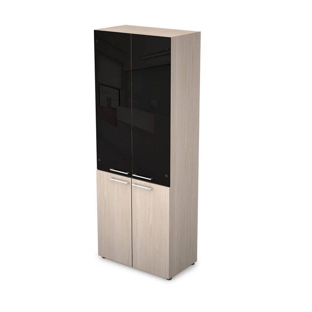 Шкаф стеллаж высокий со стеклом