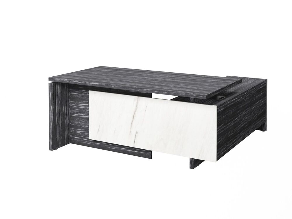 Стол руководителя с опорной тумбой (левый) (Фурнитура INOX)