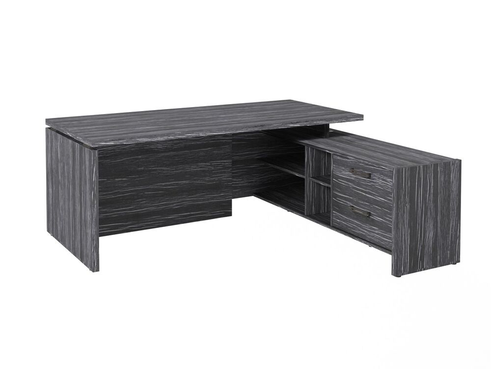 Стол руководителя с опорной тумбой (правый) (Фурнитура черная)