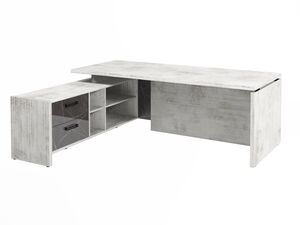 Стол руководителя с опорной тумбой (левый) (Фурнитура черная)