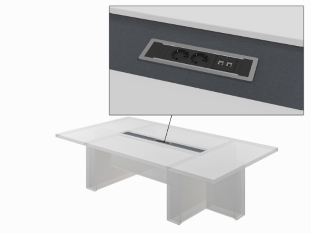 Центральная вставка стола переговора с блоком розеток