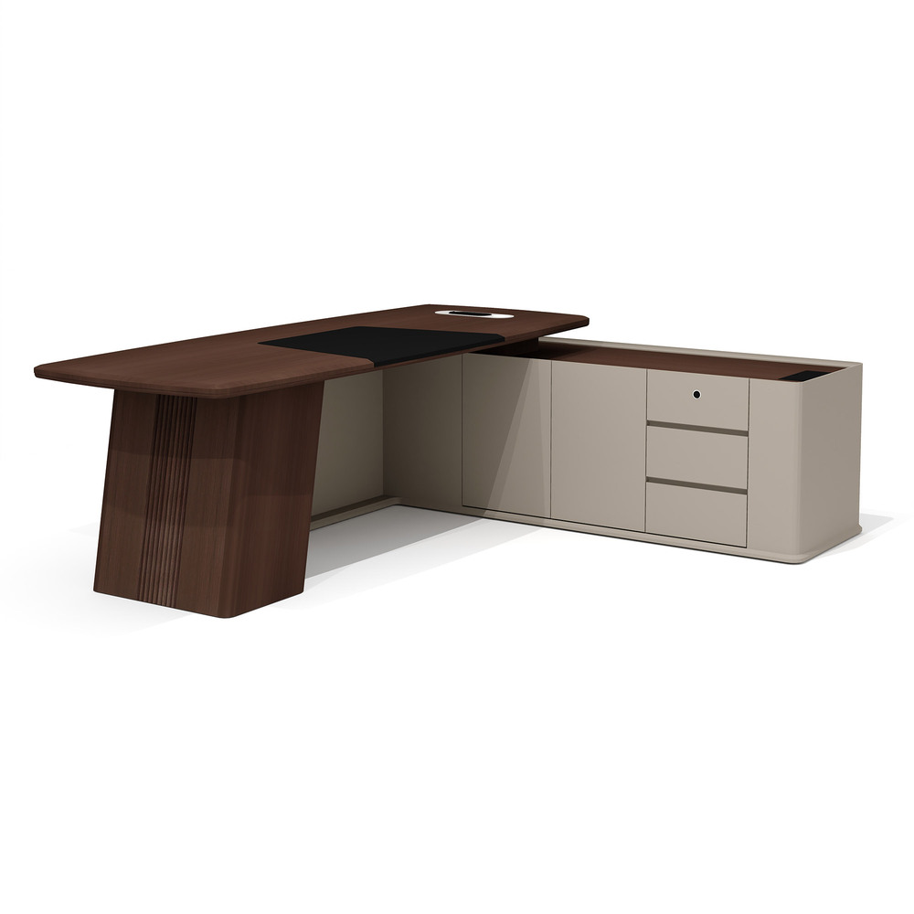 Стол руководителя с опорной тумбой (правый)