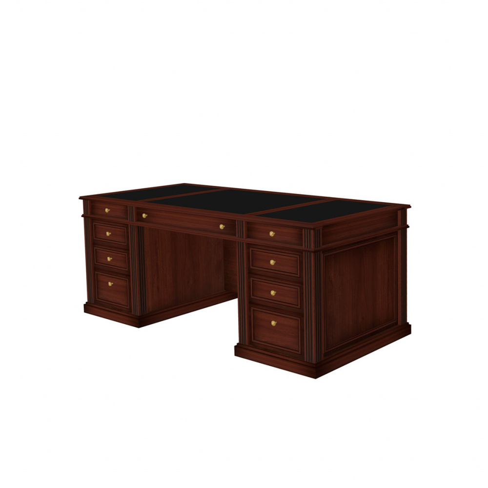 Стол руководителя (двухтумбовый, с центральным лотком)