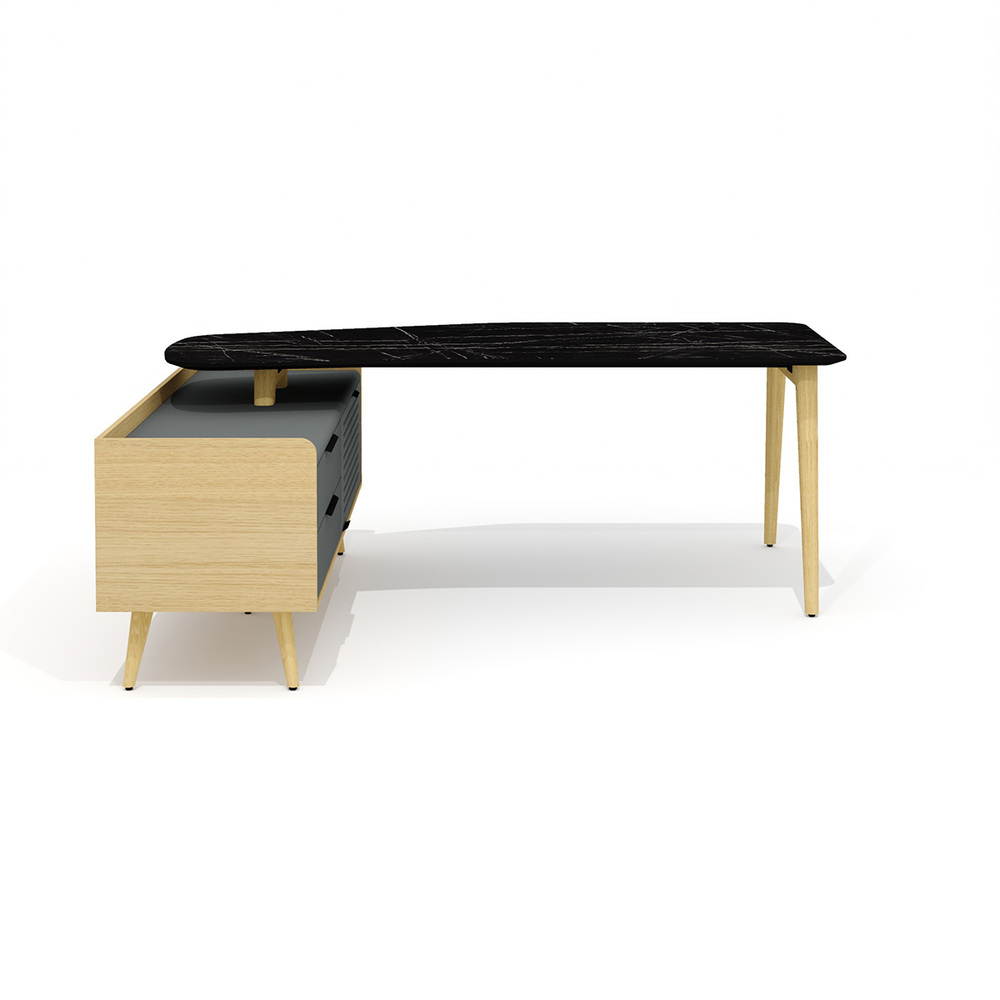 Стол рабочий эргономичный с опорной тумбой