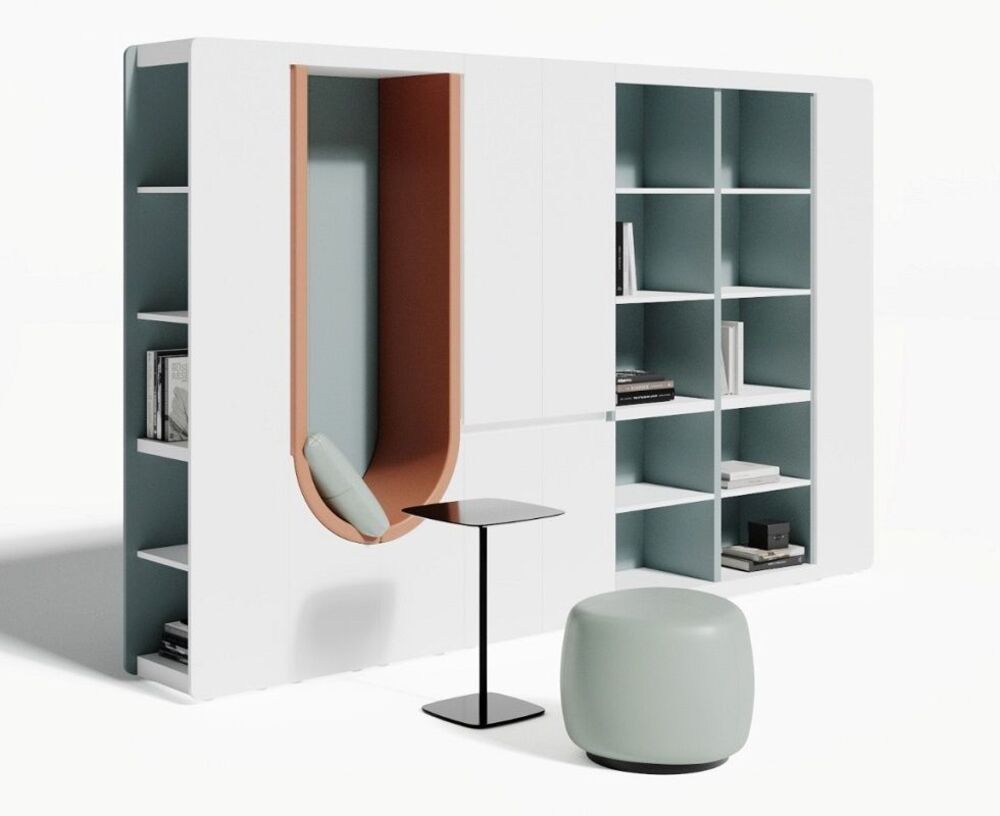 Стеллажи, шкаф, ниша с мягкой зоной