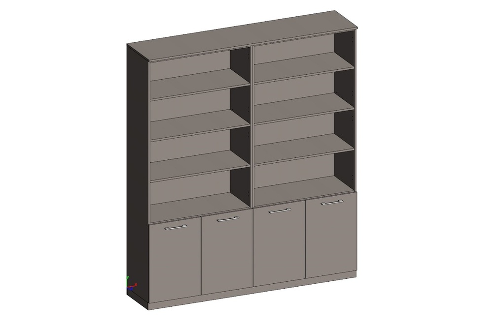 Двойной стеллаж с малыми дверьми