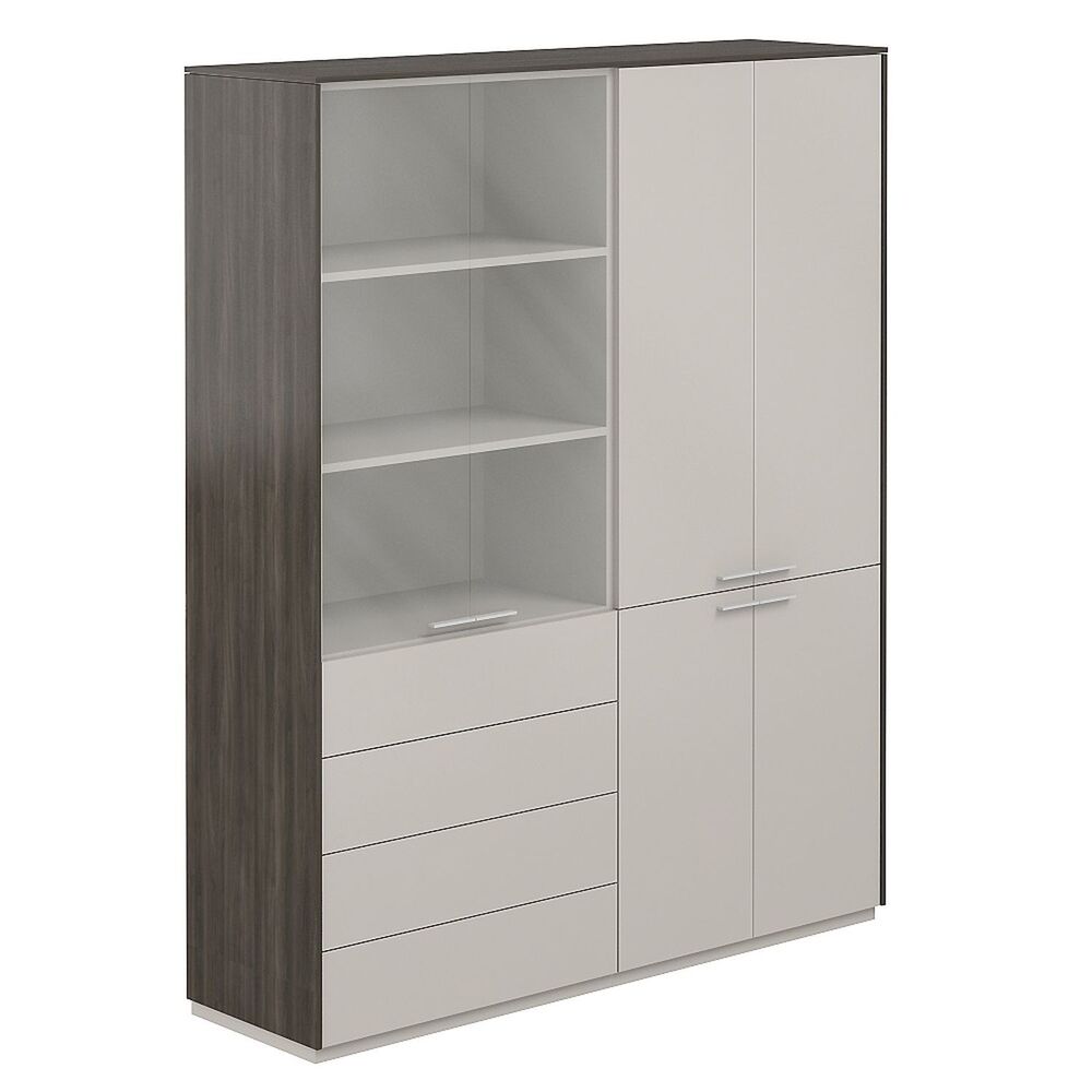 Шкаф высокий + Шкаф высокий со стеклом прозрачным, 4 ящ.