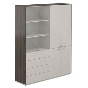 Шкаф высокий + Шкаф высокий со стеклом прозрачным, 4 ящ.