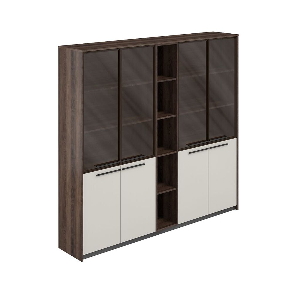 Шкаф высокий комбинированный со стеклом (2 шт) со стеллажом