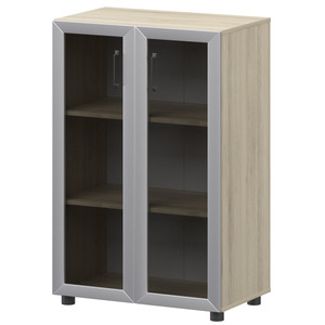 Стеллаж средний закрытый с стеклянными фасадами в алюминиевой раме