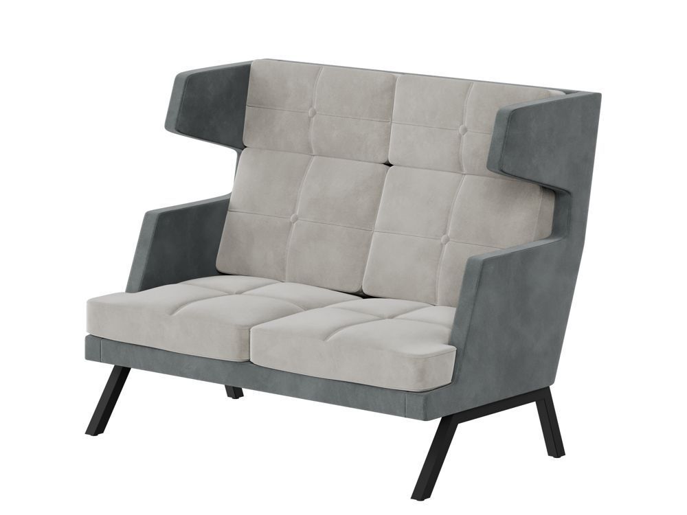 Диван двухместный высокий с декором из пуговиц