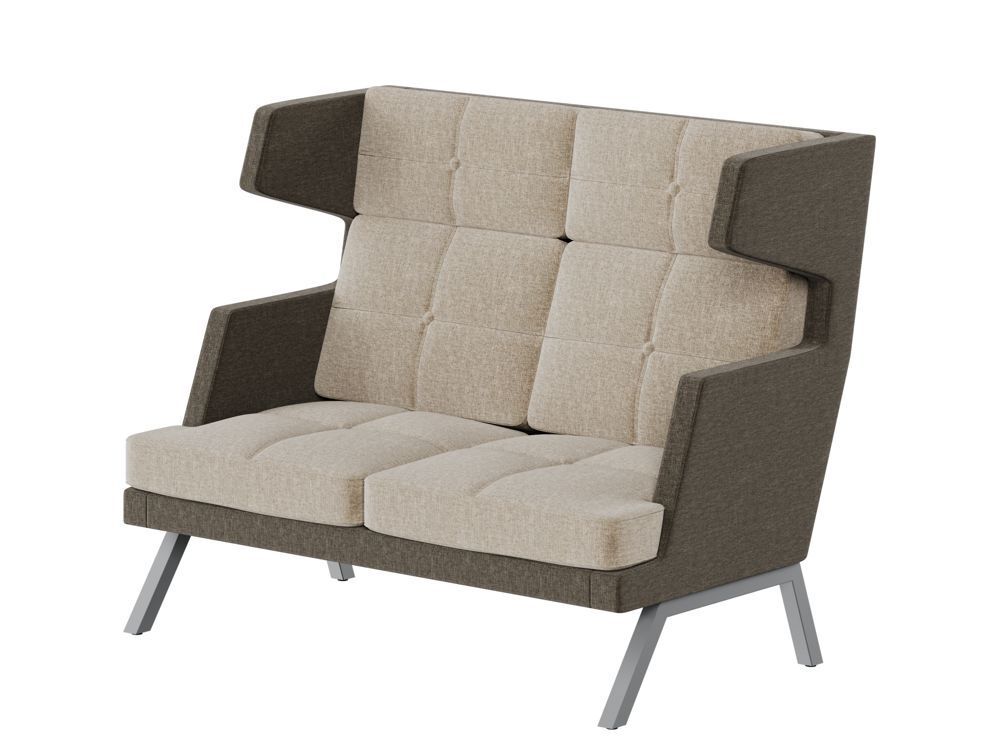 Диван двухместный высокий с декором из пуговиц