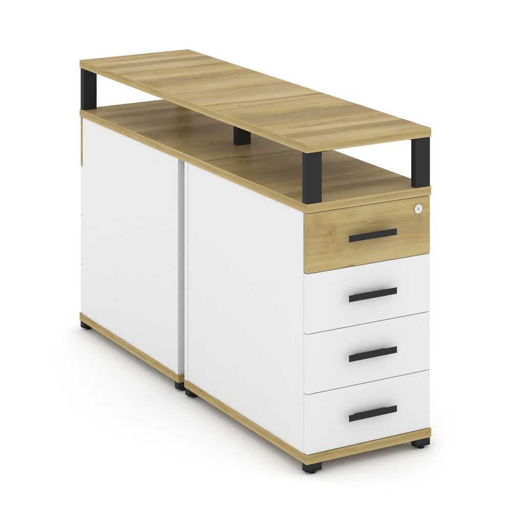 Тумба двухсторонняя опорная/приставная 4 ящика с надставкой