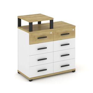 Тумба приставная широкая 8 ящиков с надставкой узкой