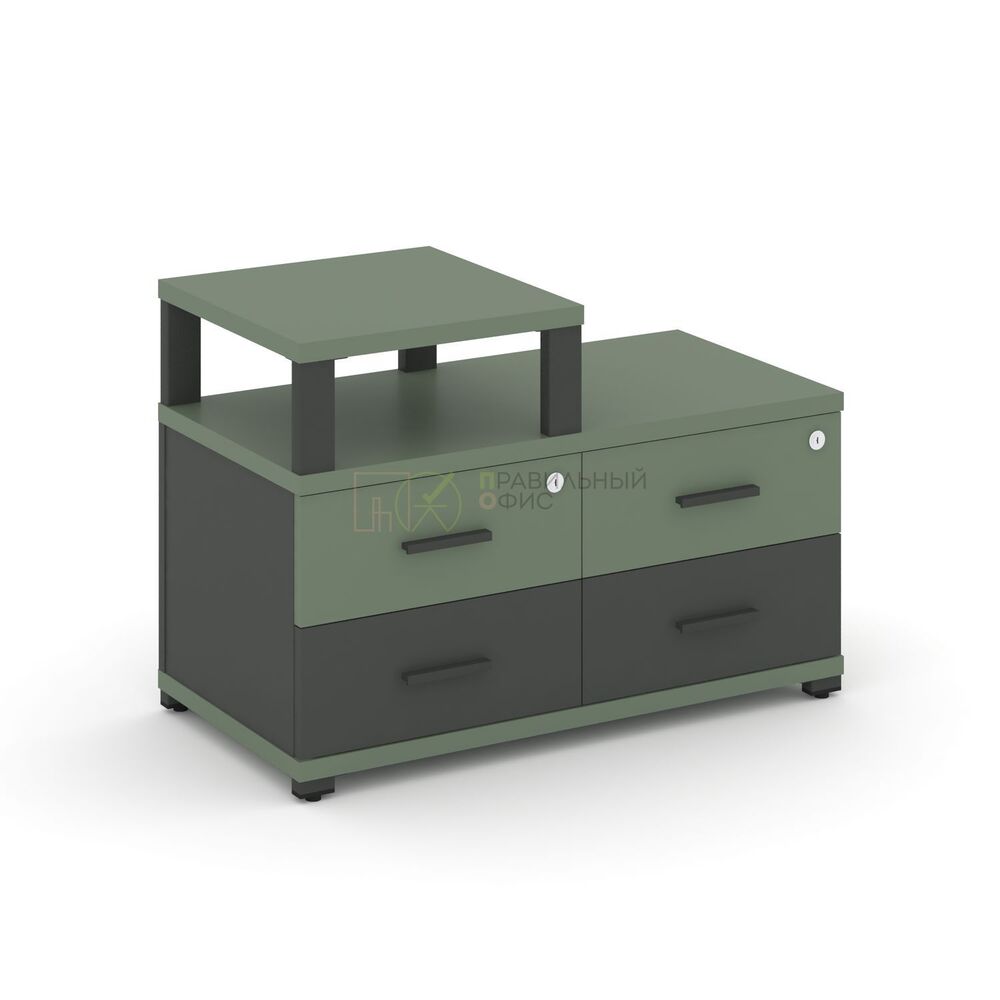 Тумба приставная широкая 4 ящика с надставкой узкой