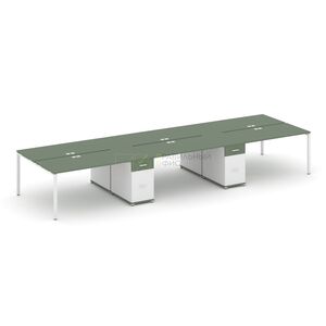 Рабочая станция на 6 мест с двумя опорными тумбами