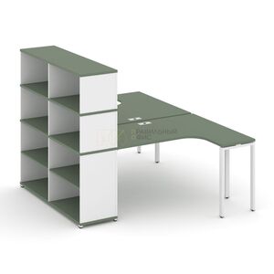 Рабочая станция с опорным стеллажом с надставкой высокой