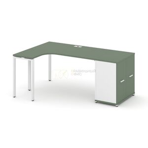Стол эргономичный левый с опорным распашным шкафом левый
