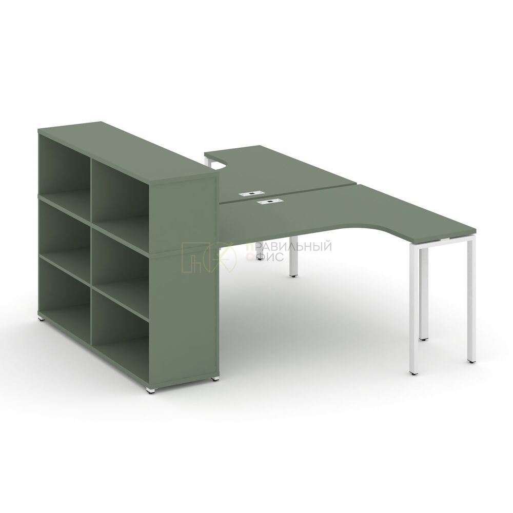 Рабочая станция с опорным стеллажом с надставкой низкой