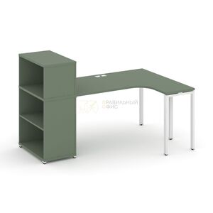 Стол эргономичный с опорным стеллажом с надставкой низкой правый