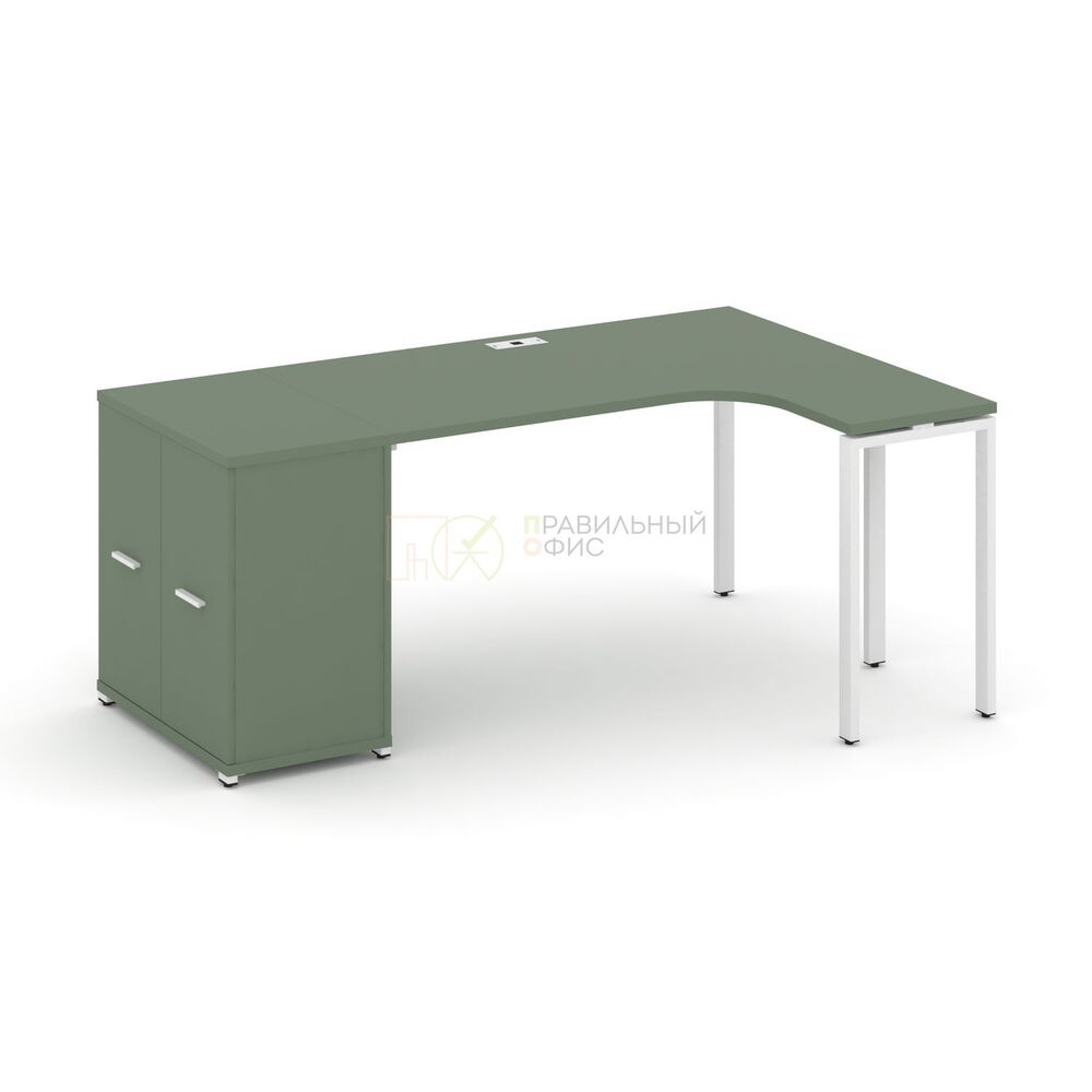 Стол эргономичный левый с опорным распашным шкафом левый