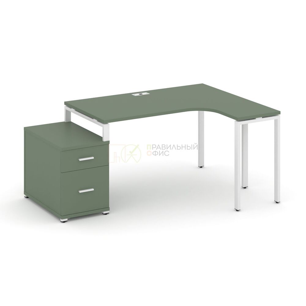 Стол эргономичный правый с опорной тумбой