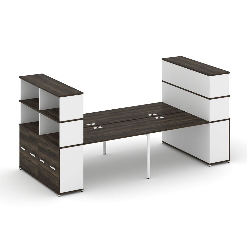 Рабочая станция с опорными распашными шкафоми с надставкой высокой