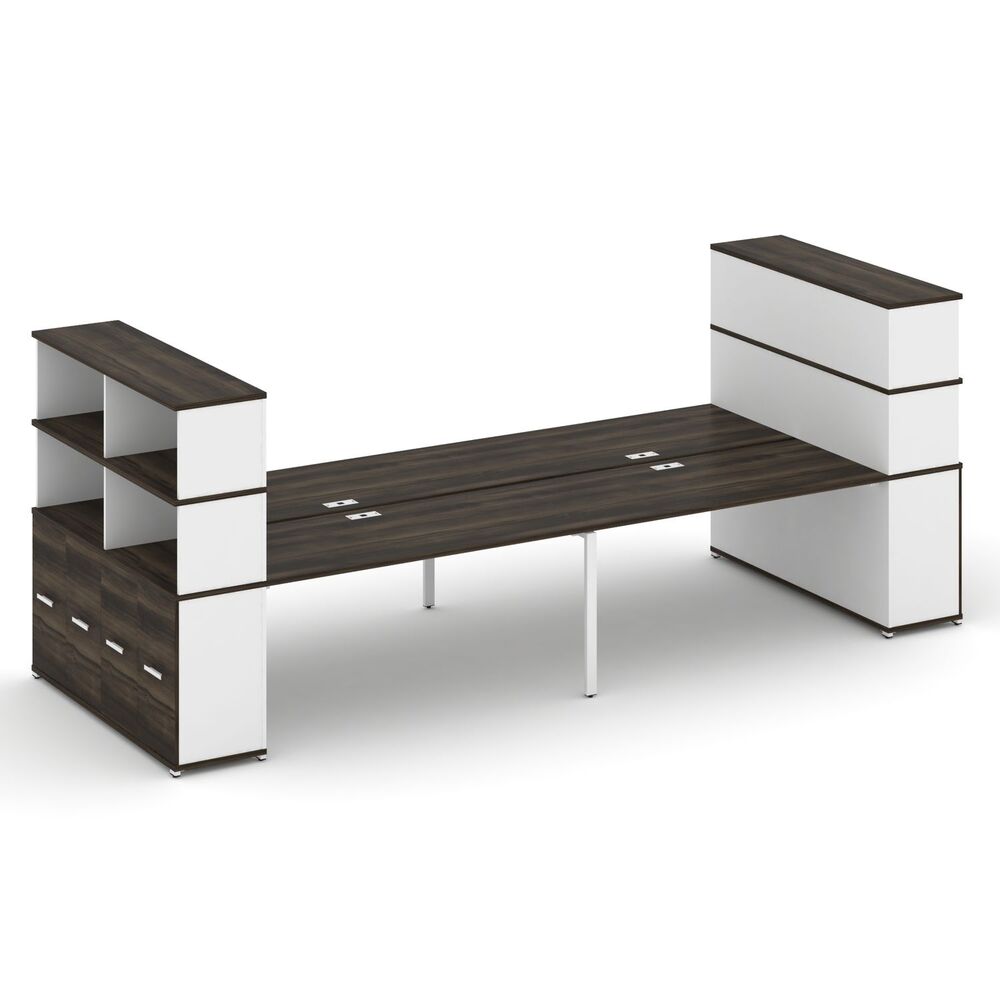 Рабочая станция с опорными распашными шкафоми с надставкой высокой