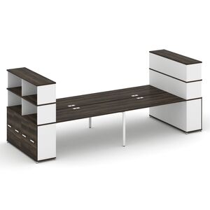 Рабочая станция с опорными распашными шкафоми с надставкой высокой