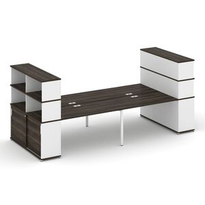 Рабочая станция с опорными шкафами купе с надставкой высокой