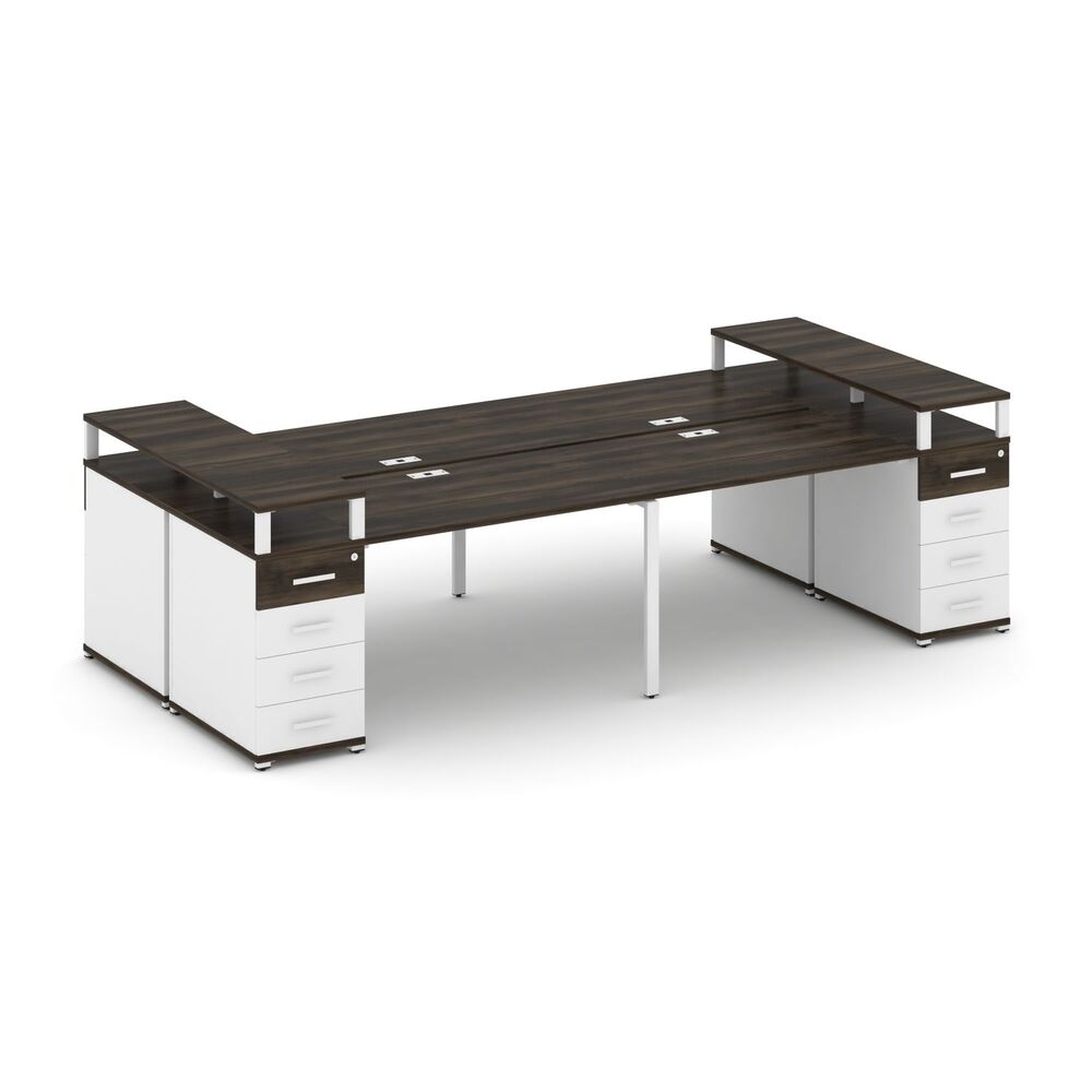 Рабочая станция на 4 места с двумя опорными тумбами