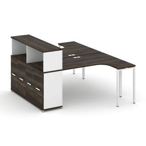 Рабочая станция с опорным распашным шкафом с надставкой низкой