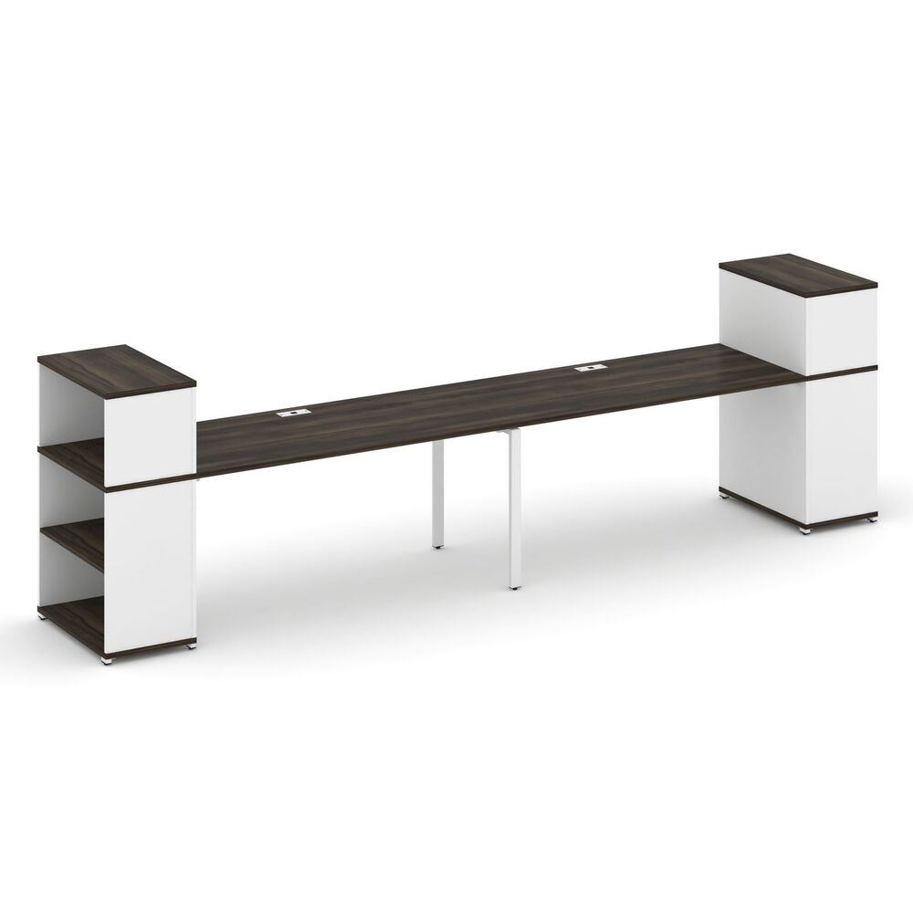 Рабочая станция с опорными стеллажами с надставкой низкой