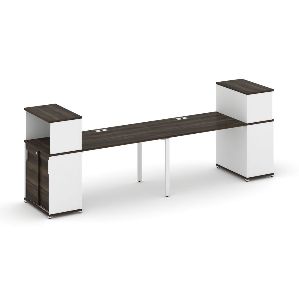 Рабочая станция с опорными шкафом купе с надставкой низкой