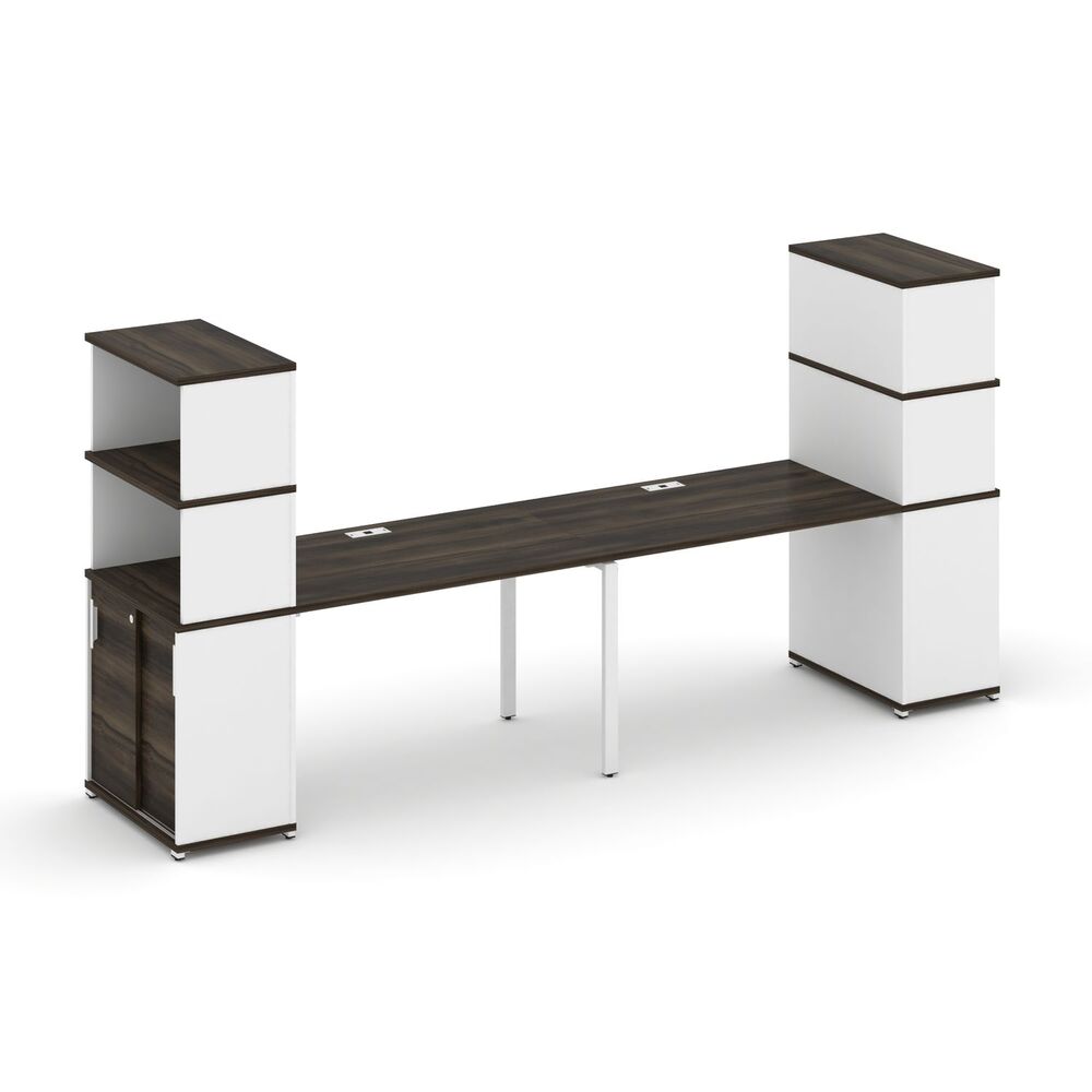 Рабочая станция с опорными шкафом купе с надставкой высокой