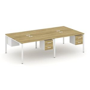 Рабочая станция двухсторонняя с подвесными тумбами на 4 места