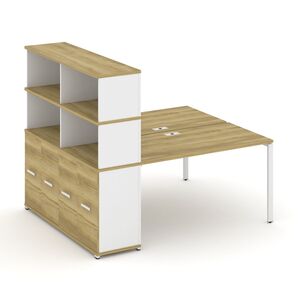 Рабочая станция с опорным распашным шкафом с надставкой высокой