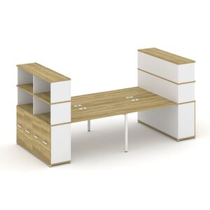 Рабочая станция с опорными распашными шкафоми с надставкой высокой