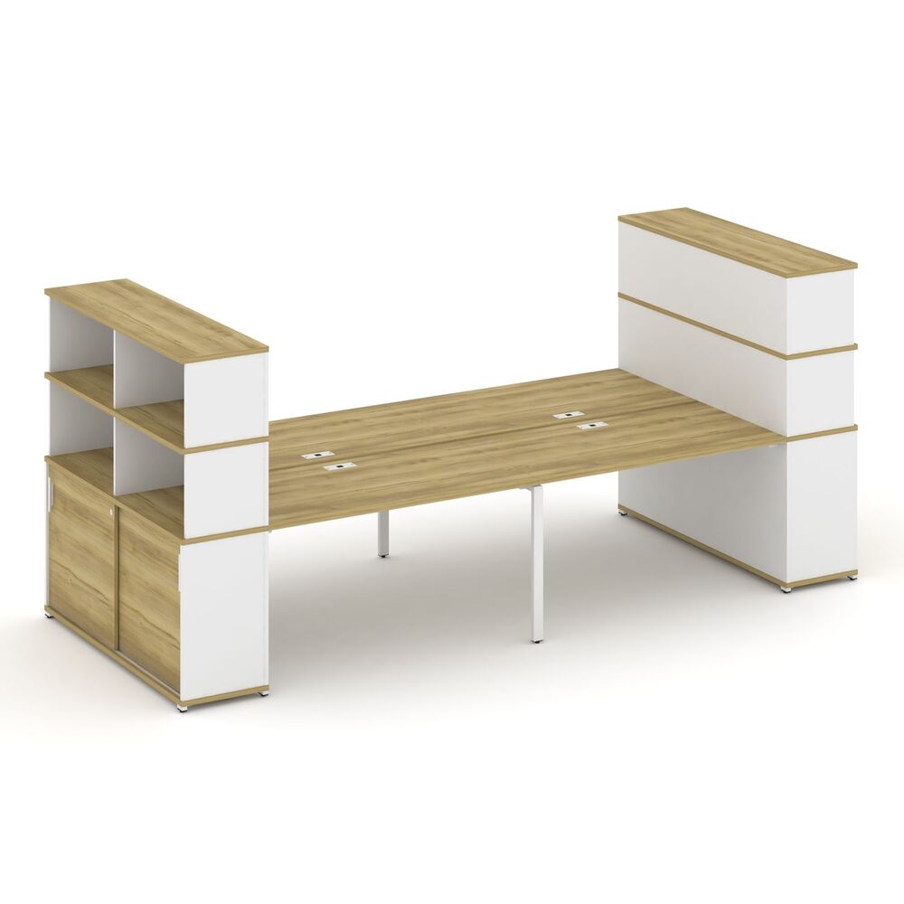 Рабочая станция с опорными шкафами купе с надставкой высокой