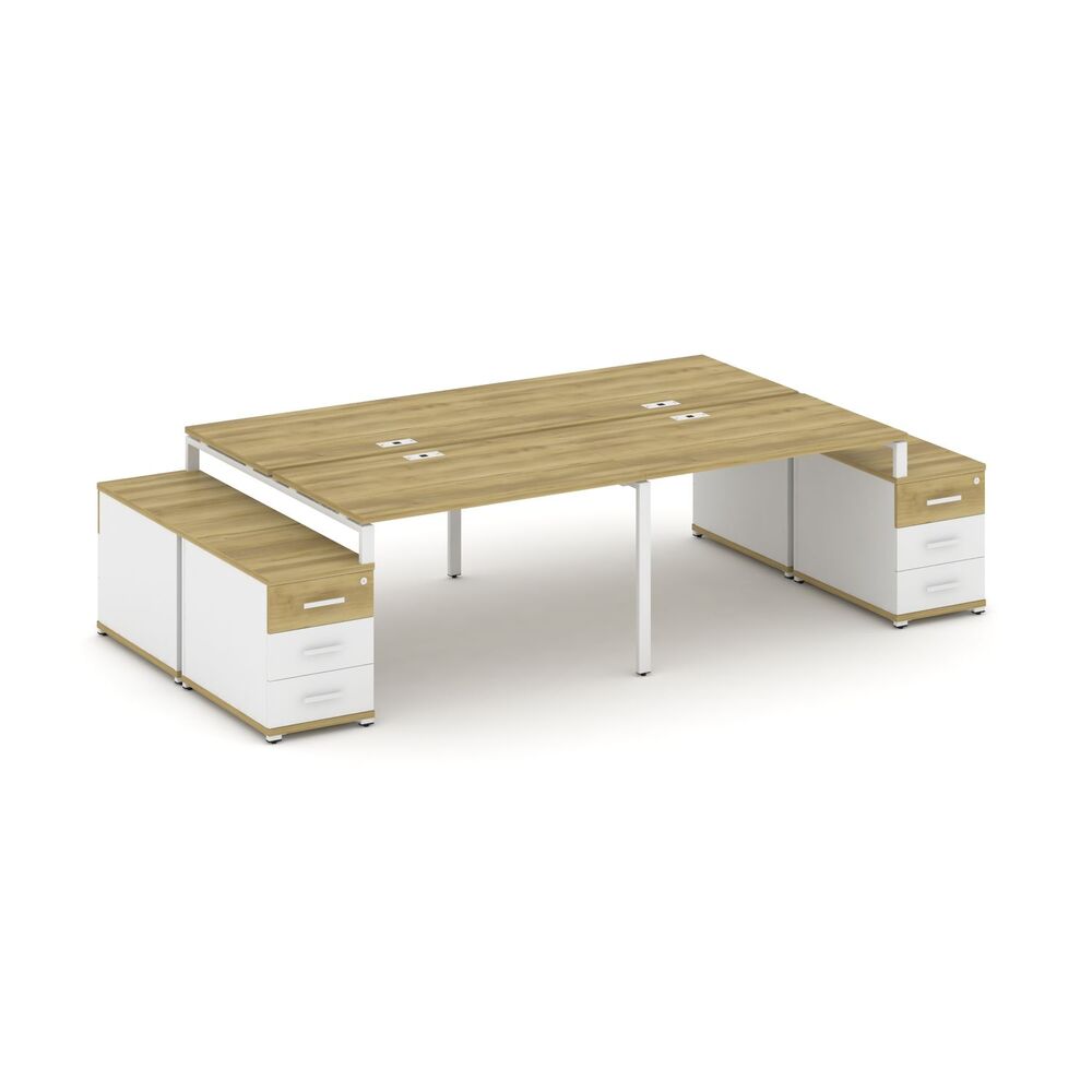 Рабочая станция на 4 места с двумя двухсторонними опорными тумбами