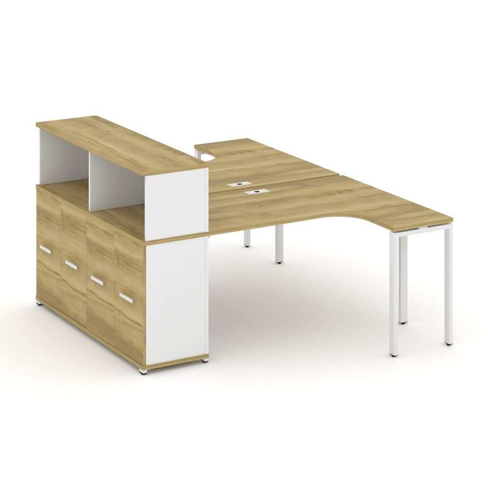 Рабочая станция с опорным распашным шкафом с надставкой низкой