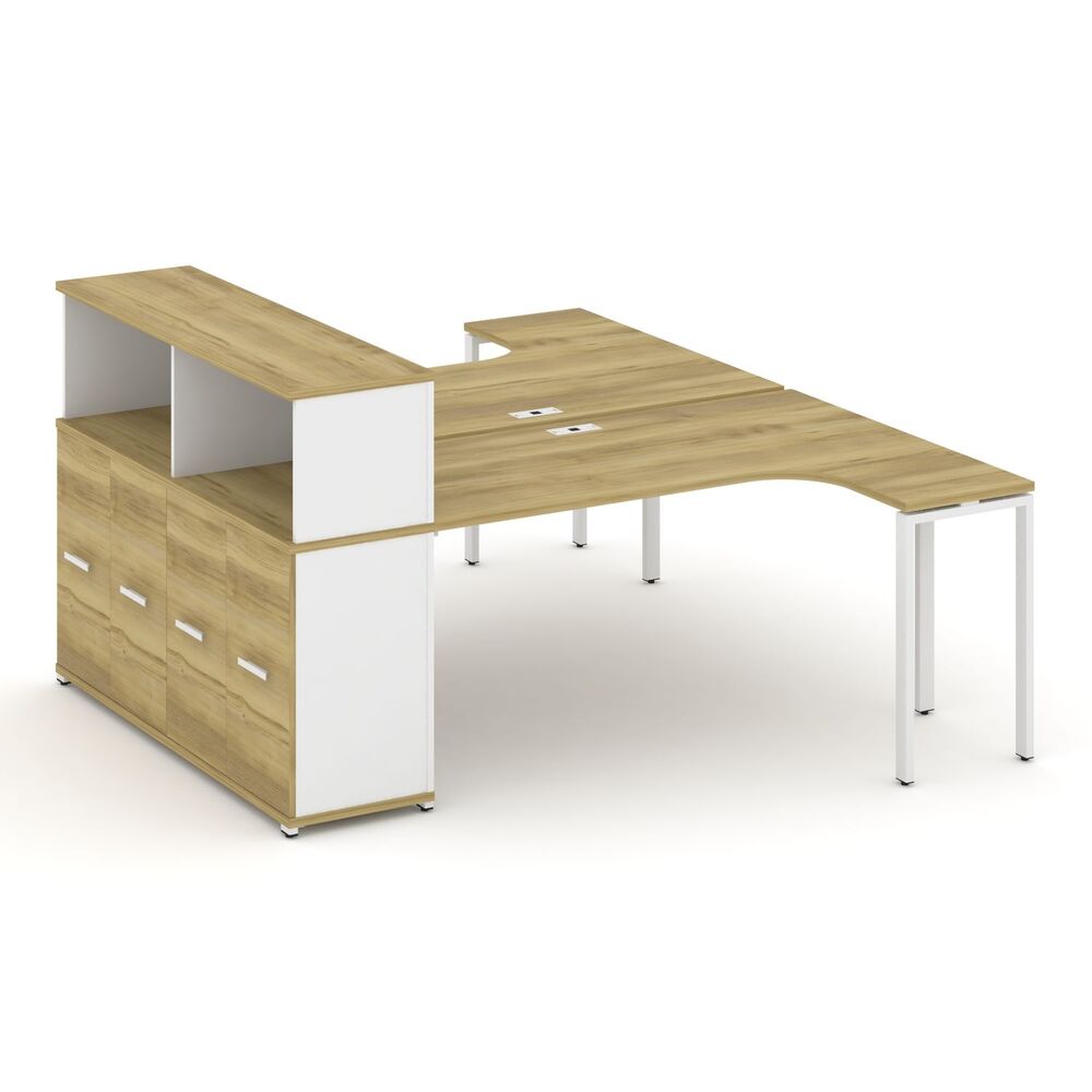 Рабочая станция с опорным распашным шкафом с надставкой низкой