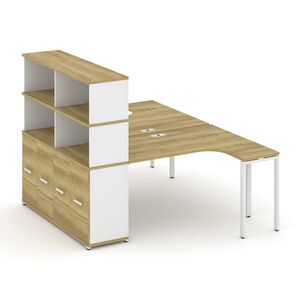 Рабочая станция с опорным распашным шкафом с надставкой высокой