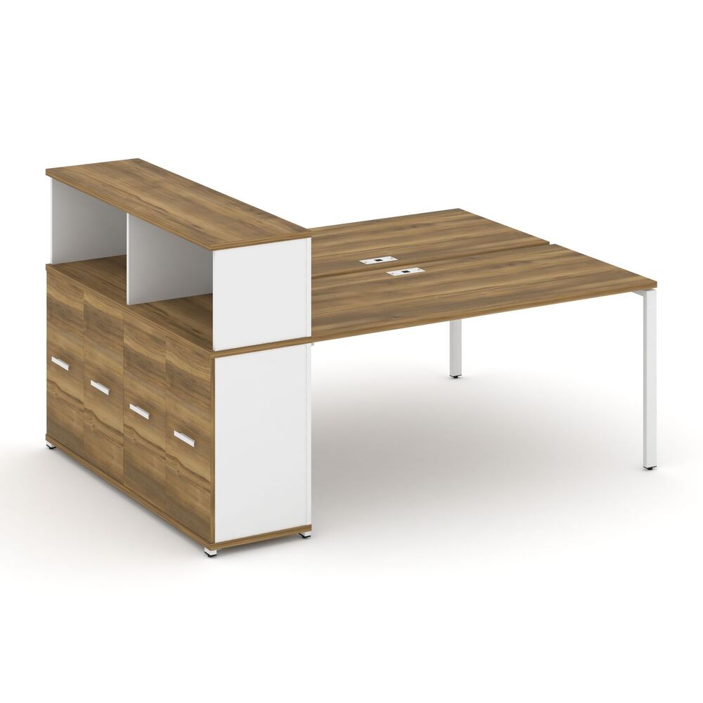 Рабочая станция с опорным распашным шкафом с надставкой низкой