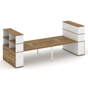 Рабочая станция с опорными распашными шкафоми с надставкой высокой