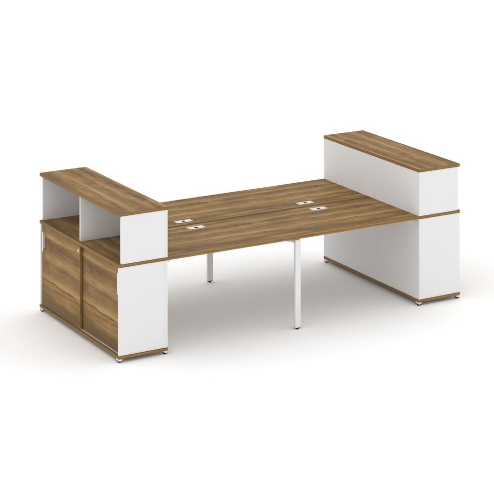 Рабочая станция с опорными шкафами купе с надставкой низкой