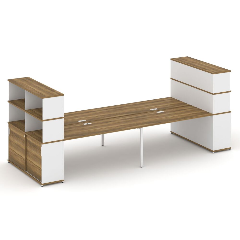 Рабочая станция с опорными шкафами купе с надставкой высокой